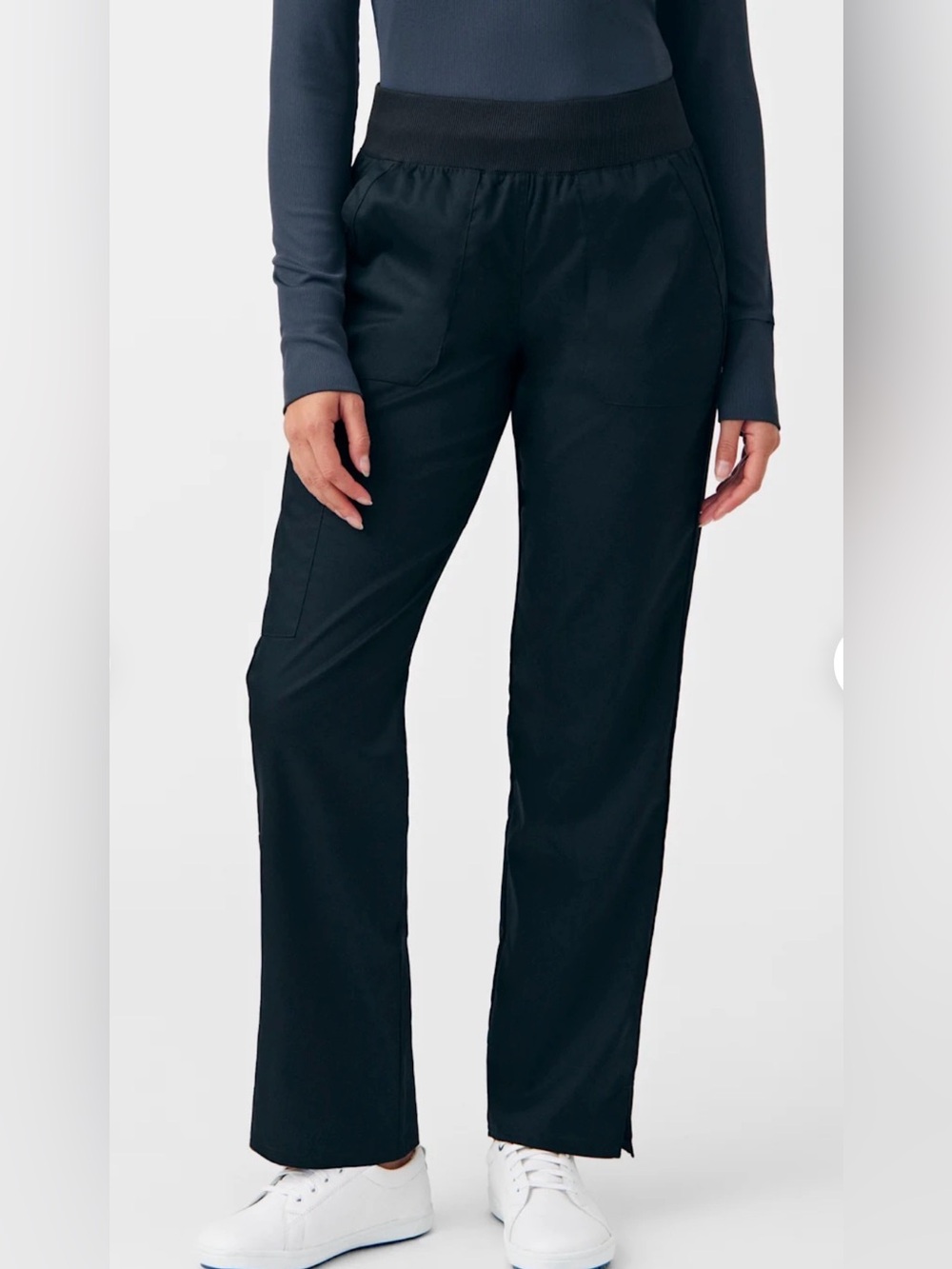 NWT Landau ProFlex 5-Pocket Elastic Waist Cargo Scrub Pants Women M Black Regula
